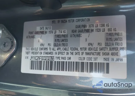 2013 Mazda Mx-5 Miata Grand Touring z USA, uszkodzony, nr VIN JM1NC2NF8D0232356